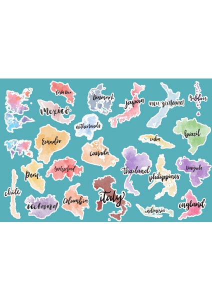 Ülkeler Sticker (21X31 Cm)