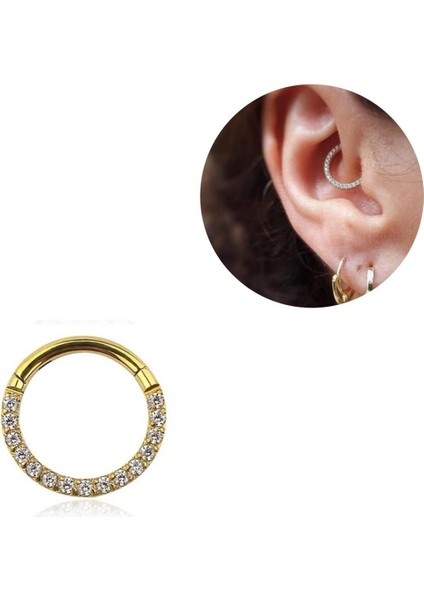 Cerrahi Çelik Halka Gold Piercing - Çap 8 mm - 1 Adet