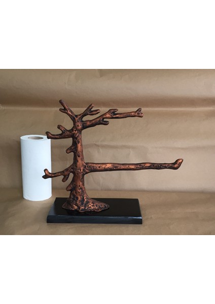 Metal Döküm Çınar Ağacı Kağıt Havlu Standı Havlu Askısı Antik Bronz Renk