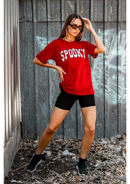 Spooky Baskılı Oversize Tasarım Tshirt fiyatları