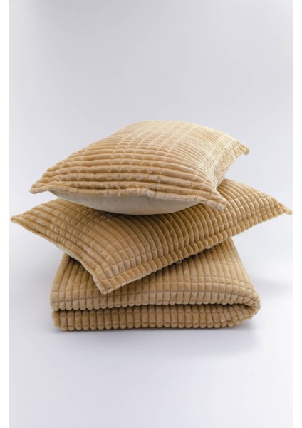 Merinos Modern Line 3 Parça Battaniye Seti - Hardal