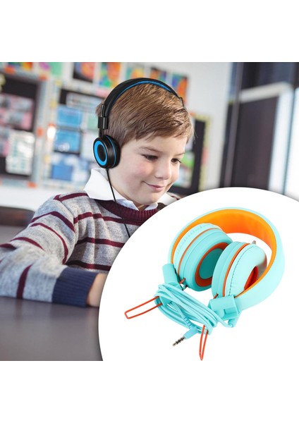 Kablolu Kulaklık 4.7ft Uzun Kordon Katlanabilir Kulaklıklar Seyahat Tablet Gençler Yeşil Turuncu (Yurt Dışından)