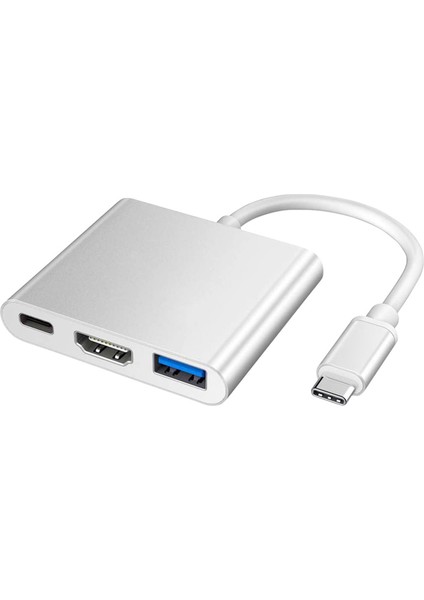 3in1 Type-C To HDMI Hub Port Adaptör Pd USB 3.0 4K HDMI Çıkışlı