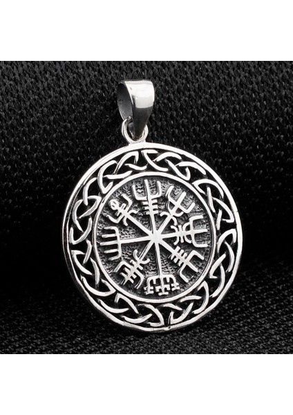 Vegvisir Denizci Pusulası Gümüş Kolye Ucu