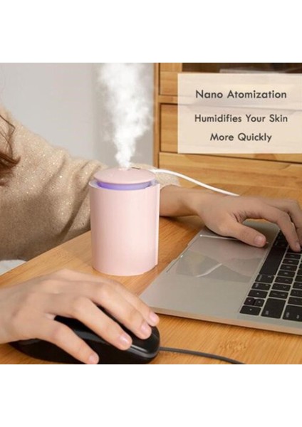 USB Uçucu Yağ Difüzör Hava Nemlendirici 260ML Tankı Yatak Odası Pembe Için