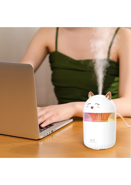Güzel Kedi Hava Nemlendirici 300 ml Düşük Gürültü Aroma Difüzör Bebek Odası Beyaz Için