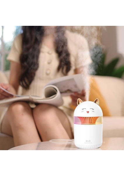 Güzel Kedi Hava Nemlendirici 300 ml Düşük Gürültü Aroma Difüzör Bebek Odası Beyaz Için