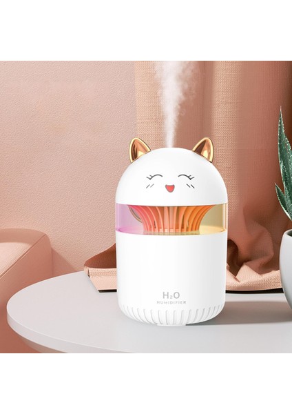 Güzel Kedi Hava Nemlendirici 300 ml Düşük Gürültü Aroma Difüzör Bebek Odası Beyaz Için