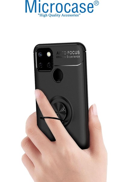 Realme C25S Focus Serisi Yüzüklü Kılıf - Siyah