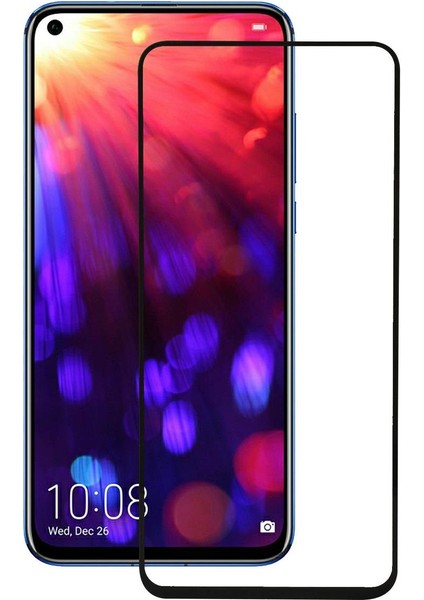 Honor View 20 Tam Kaplayan Çerçeveli Cam - Siyah