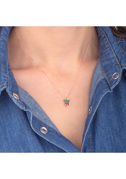 925 Ayar Gümüş Çilek Kolye