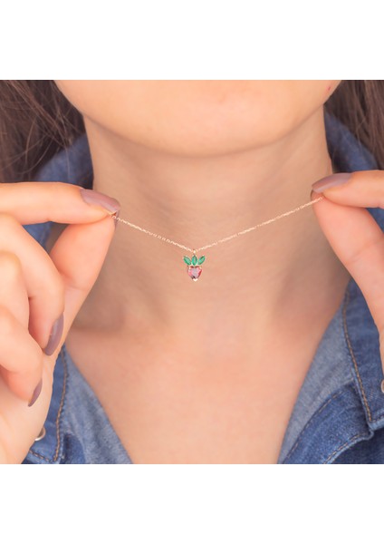 925 Ayar Gümüş Çilek Kolye fiyatları