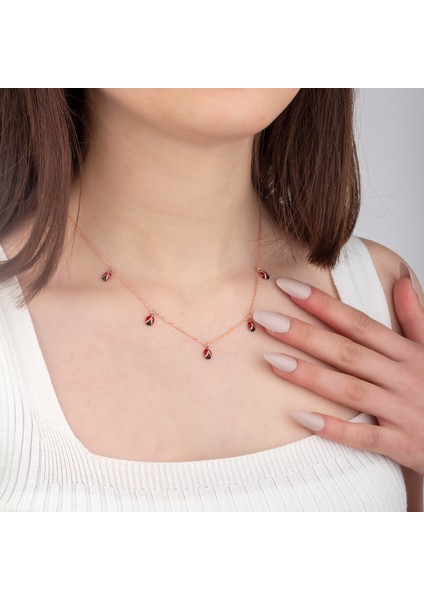 925 Ayar Gümüş Uğur Böcekli Şans Kolyesi