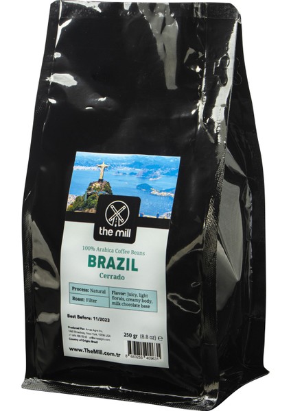 The Mill Brazil Cerrado Çekirdek Kahve 250 gr - Ustalıkla Kavrulmuş Bütün Kahve Çekirdeği -  Tropikal Meyveleri Hatırlatan Pürüzsüz Lezzet - Filtre ve Kahve Makinelerine Uygun