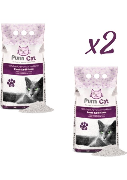 Pumice World Pum Cat Topaklanan Bentonit Kedi Kumu, 10 Litre - 5x2 - Ince Tane Bentonit Kedi Kumu