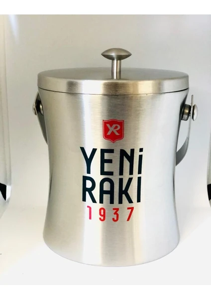 Poyraz Sanat Yeni Rakı 1937 Metal Buz Kovası + Maşa Hediyeli