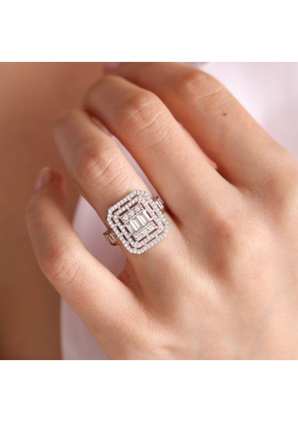 Beyaz Altın Baget Yüzük Grek