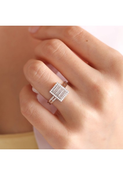 Beyaz Altın Baget Yüzük Özel Tasarım