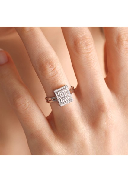 Beyaz Altın Baget Yüzük Özel Tasarım fiyatları