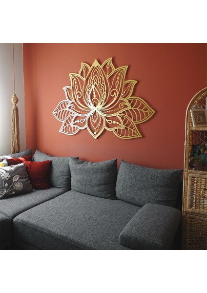 3D Lotus Mandala Metal Duvar Tablosu - Duvar Dekorasyonu - Salon Tabloları - APT524