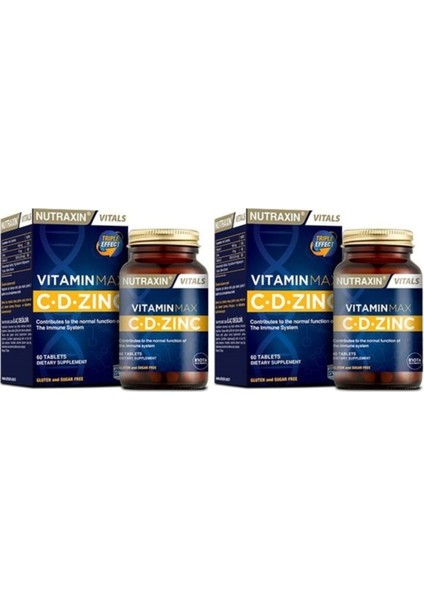 Tek Tablette C Vitamin D Vitamin ve Çinko Içeren Vitamin Max 60 Tablet*2 Adet