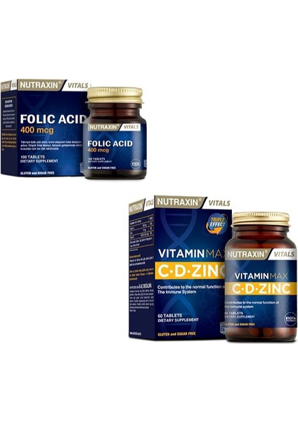 400 Mcg Folic Acid + 1000 Mg C VITAMINI,1000 Iu D Vitamini ve 10 Mg Çinko
