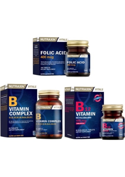 Folic Acid 400 Mcg + B Vitamin Complex 60 T.+ B12 60 Dilaltı Tablet