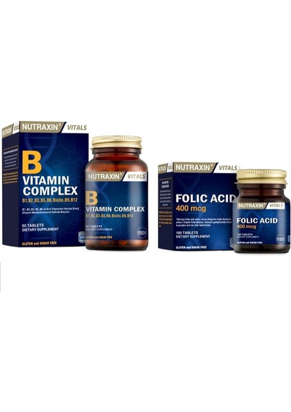 Folic Acid 100 Tablet + B Vitamin Complex 60 Tablet