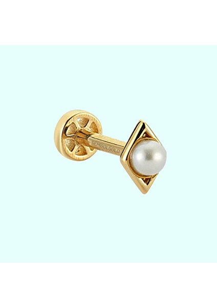 Sembol Gold Altın Inci Tragus Piercing 14 Ayar