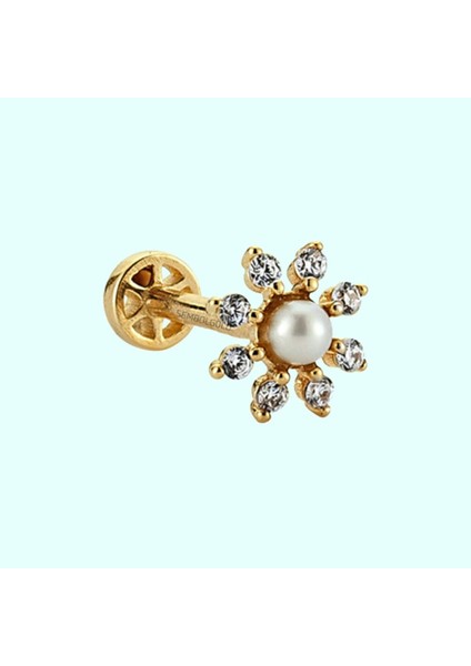 Altın Inci Tragus Piercing 14 Ayar