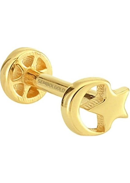 Altın Ayyıldız Tragus Piercing 14 Ayar