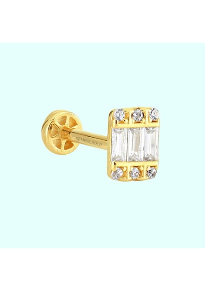 Altın Baget Tragus Piercing 14 Ayar