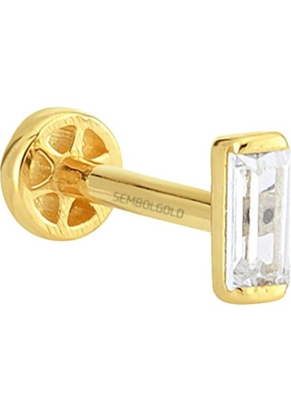 Altın Baget Tragus Piercing 14 Ayar