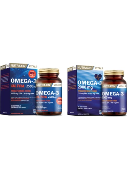 2'li Balık Yağı Set - Omega-3 Ultra 2500 Mg 30 Yumuşak Kapsül + Omega-3 2000 Mg 60 Yumuşak Kapsül