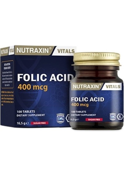 Folic Acid 400 Mcg 100 Tablet x 2 Adet