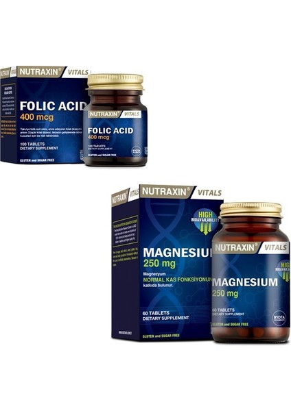Folik Asit 400 Mcg 100 Tablet Magnesium Citrate 250 Mg 60 Tablet