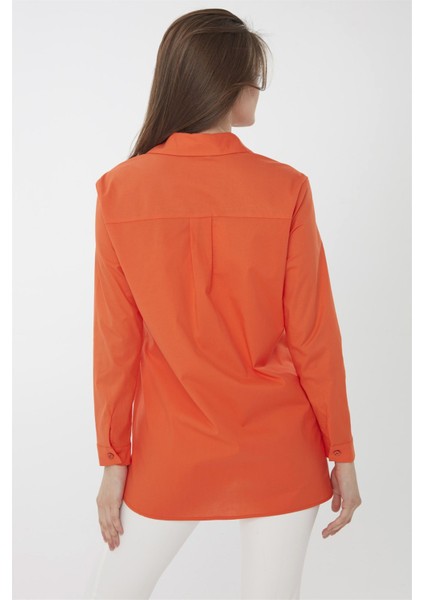 Kadın Koton Uzun Gömlek Turuncu fırsatları