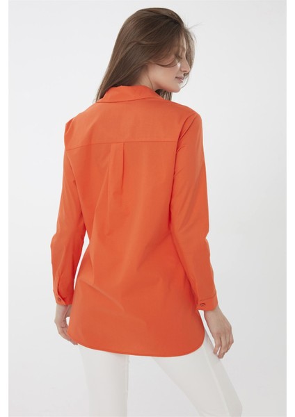 Kadın Koton Uzun Gömlek Turuncu indirimleri