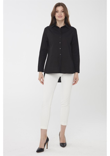 Kadın Koton Uzun Gömlek Siyah fiyatları