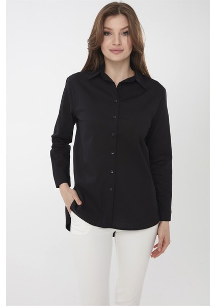 Kadın Koton Uzun Gömlek Siyah indirimleri