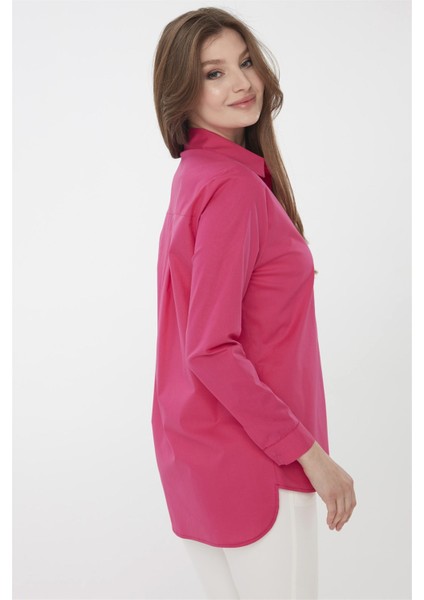 Kadın Koton Uzun Gömlek Fuşya fırsatları