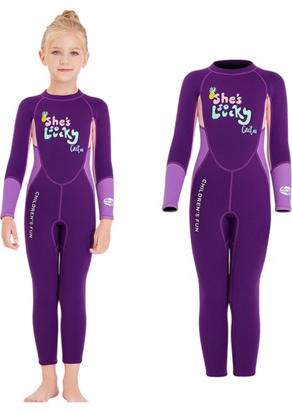 Strade Store 2.5mm Kız Tek Parça Uzun Kollu Dalış Tam Wetsuit Yüzmek Sörf Takım Elbise Xxl