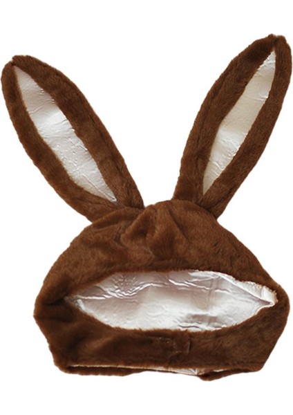 Ayarlanabilir Kulakları ile Sevimli Tavşan Şapka Sıcak Hayvan Yumuşak Peluş Kahverengi