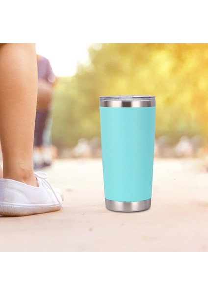 20 Oz Vakum Yalıtımlı Tumbler Seyahat Kupa Açık Ofis Sıcak Içecek Işık Yeşil Için