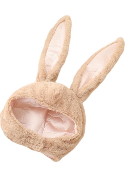 Ayarlanabilir Kulakları ile Sevimli Tavşan Şapka Sıcak Hayvan Yumuşak Peluş Açık Kahverengi Açık Kahverengi