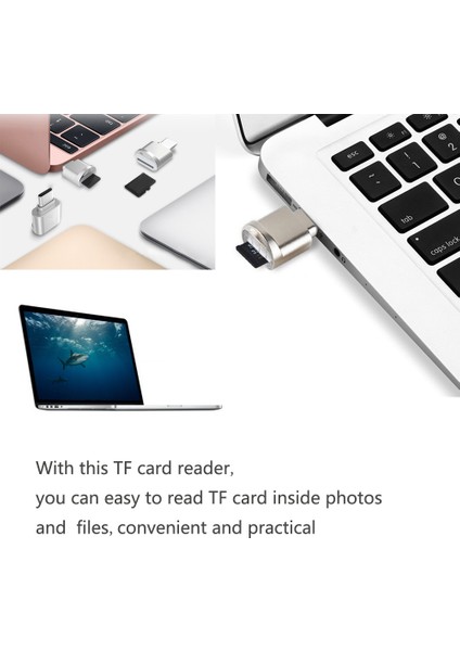 USB C Tipi Kart Okuyucu Alüminyum Alaşım Tf Flash Bellek modelleri