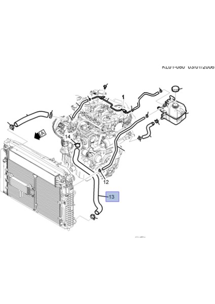 Opel Antara 2.0 Dizel Motor Radyatör Su Çıkış Borusu Ibraş Marka IBR-21702