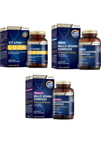 Multıvıtamın Kadın 60 Tablet+Multıvıtamın Erkek 60 Tablet+Vitamin Max 60 Tablet