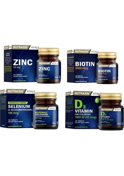 Çinko 15 Mg 100 Tablet D3 Vitamini 120 Tablet Biotin 30 Tablet Selenium 100 Tablet