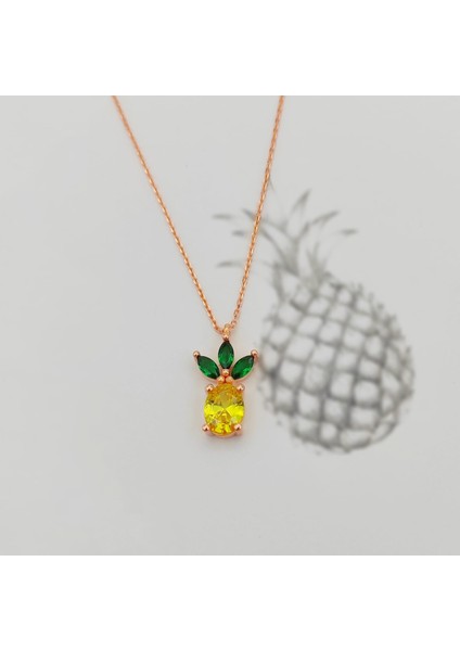 Gümüş Zirkon Taşlı Ananas Kolye 925 Ayar